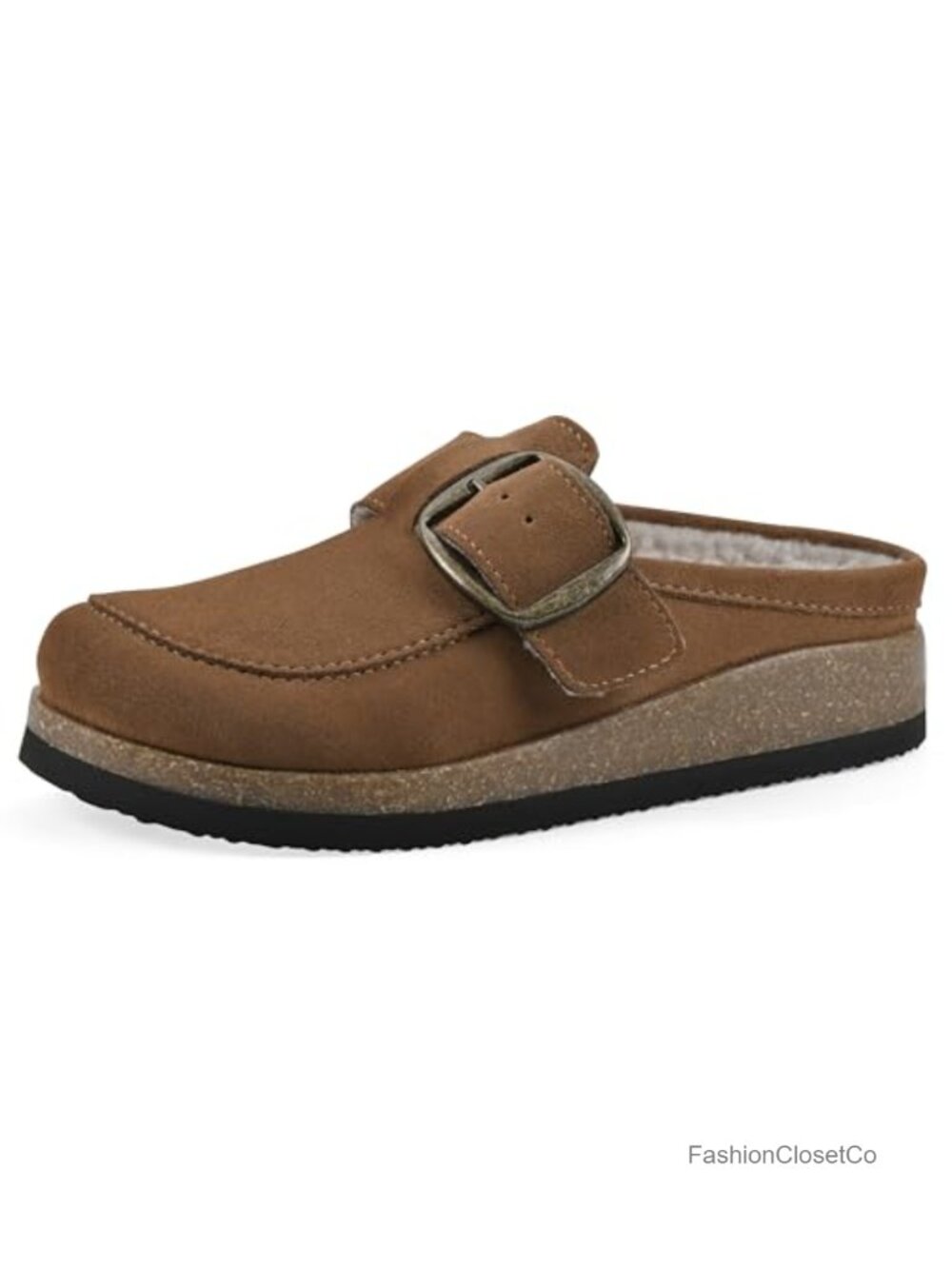 White Mountain Women's Bueno Mule Leather Slipper Cork Footbed